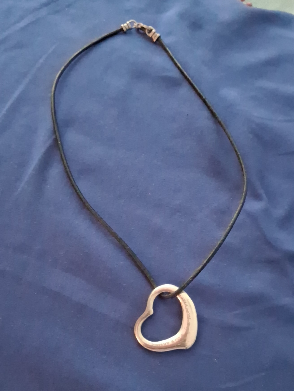 Silver Heart Pendant Cord Necklace - Unbranded